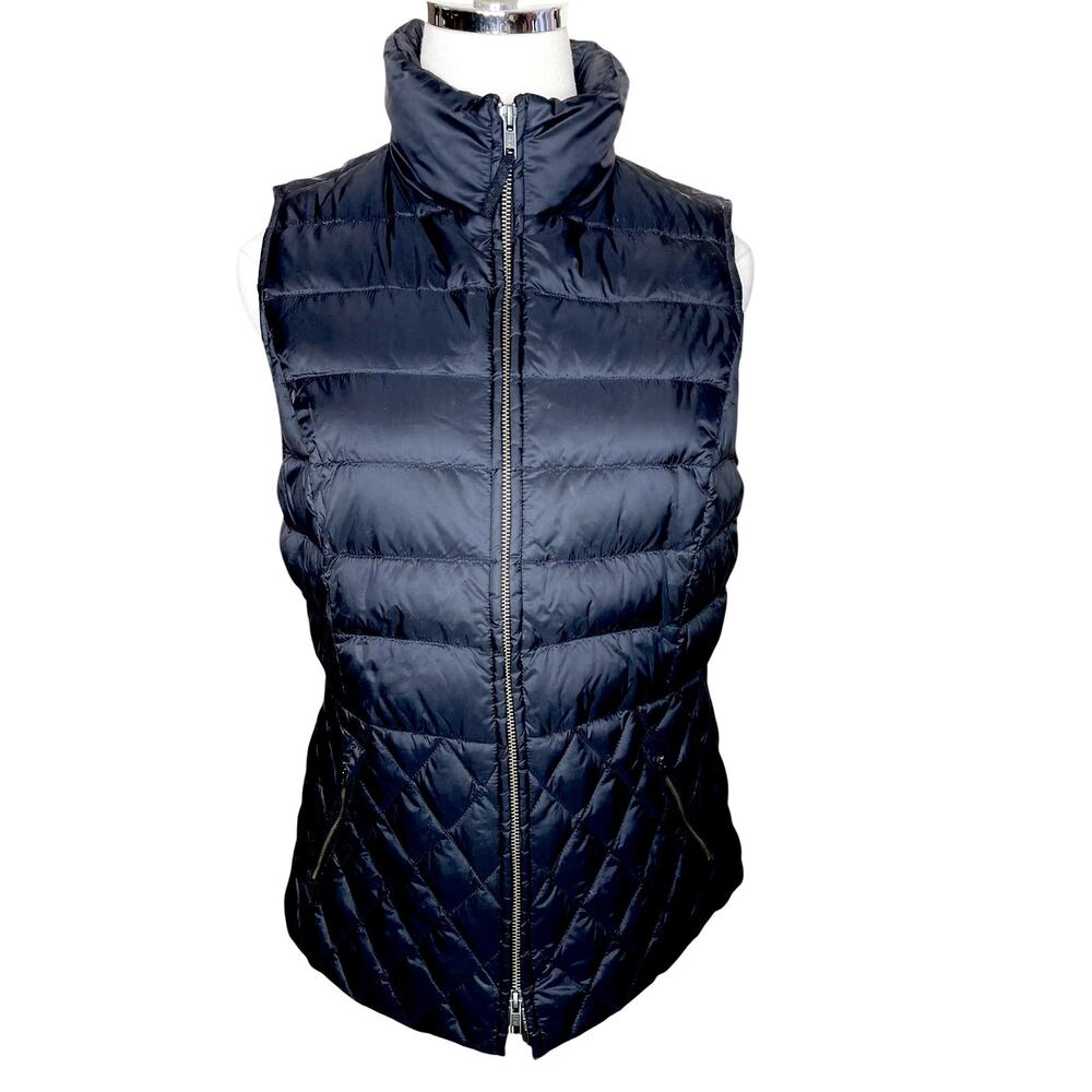 Talbots Women’s S Down Filled Puffer Quilted Vest Zio Pockets Stand Collar EUC